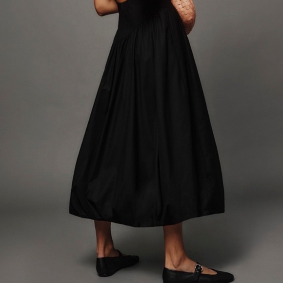 ANTHROPOLOGIE REFORMATION ELVIRA OPEN BACK MIDI DRESS BLACK ORGANIC COTTON 6 NWT - Picture 6 of 13